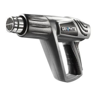 GRAPHITE Hőlégfúvó 2000W, hőfokszabályzós I:25°C, II: 80-600°C, III: 80-600°C, 5db kiegészítő, kofferben gép