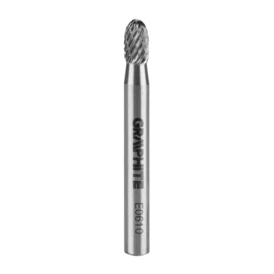 GRAPHITE Keményfém marófej, turbómaró, E csepp, ovális, 6x10mm, szár méret 6x45mm