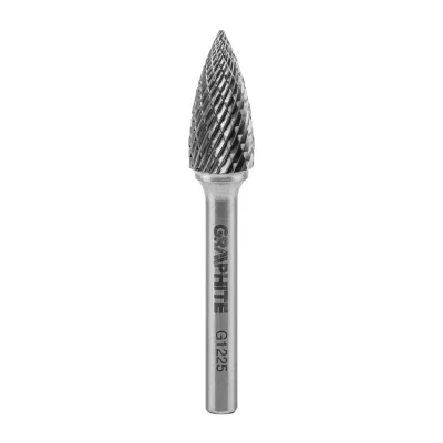 GRAPHITE Keményfém marófej, turbómaró, G, csúcsíves, hegyes, 12x25mm, szár méret 6x45mm