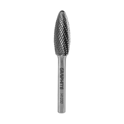 GRAPHITE Keményfém marófej, turbómaró, H lángnyelv, 12x32mm, szár méret 6x45mm