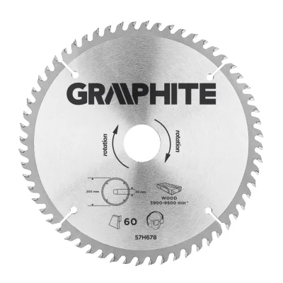 GRAPHITE Körfűrészlap keményfém fogakkal, 200x30mm, 60 fog