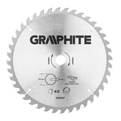 GRAPHITE Körfűrészlap keményfém fogakkal, 315x30mm, 40 fog