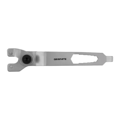 GRAPHITE Körmöskulcs sarokcsiszolókhoz, univerzális, állítható 115-230mm befogók és adapter