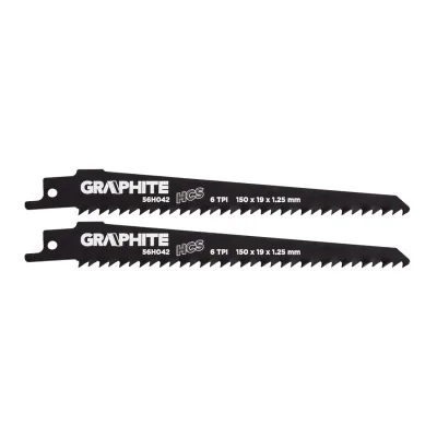 GRAPHITE Orrfűrészlap, HCS, 150x19x1.25mm, 6TPI, 2db