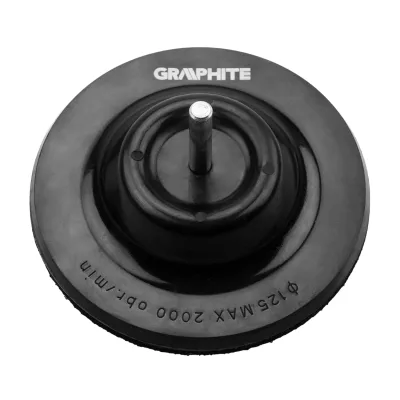 GRAPHITE Rugalmas csiszolótányér tépőzáras 125mm, elforgatható befogók és adapter