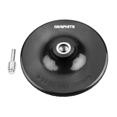 GRAPHITE Rugalmas csiszolótányér tépőzáras 125mm, M14 + szár befogók és adapter
