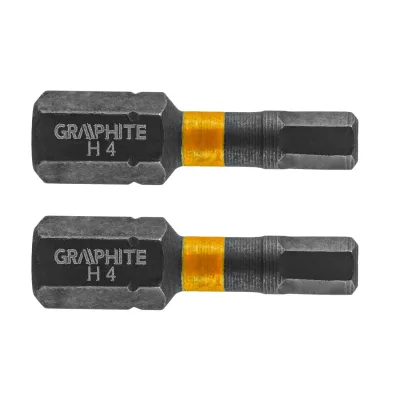 GRAPHITE Torziós ütvecsavarozó bit, hatlapú, 4x25mm, 2db csavarhúzók és bitfej