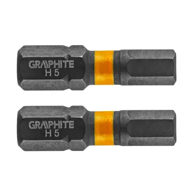 GRAPHITE Torziós ütvecsavarozó bit, hatlapú, 5x25mm, 2db csavarhúzók és bitfej