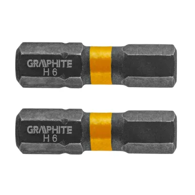 GRAPHITE Torziós ütvecsavarozó bit, hatlapú, 6x25mm, 2db csavarhúzók és bitfej