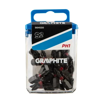 GRAPHITE Torziós ütvecsavarozó bit PH1x25mm, 20db csavarhúzók és bitfej