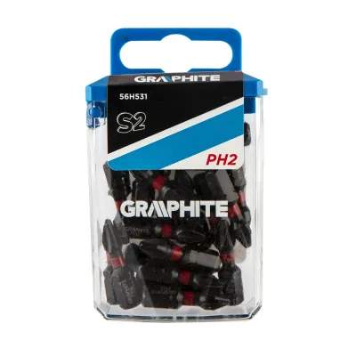 GRAPHITE Torziós ütvecsavarozó bit PH2x25mm, 20db csavarhúzók és bitfej