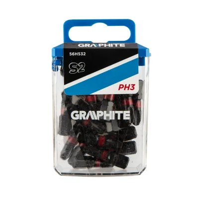 GRAPHITE Torziós ütvecsavarozó bit PH3x25mm, 20db csavarhúzók és bitfej