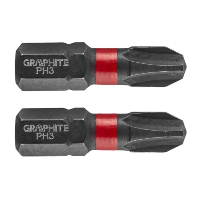 GRAPHITE Torziós ütvecsavarozó bit PH3x25mm, 2db csavarhúzók és bitfej