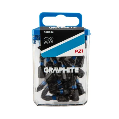 GRAPHITE Torziós ütvecsavarozó bit PZ1x25mm, 20db csavarhúzók és bitfej