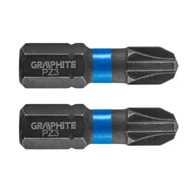 GRAPHITE Torziós ütvecsavarozó bit PZ3x25mm, 2db csavarhúzók és bitfej