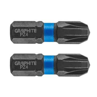 GRAPHITE Torziós ütvecsavarozó bit PZ4x25mm, 2db csavarhúzók és bitfej