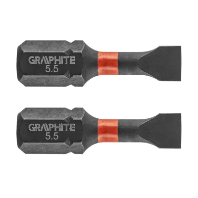 GRAPHITE Torziós ütvecsavarozó bit SL5.5x25mm, 2db csavarhúzók és bitfej