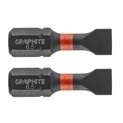GRAPHITE Torziós ütvecsavarozó bit SL6.5x25mm, 2db csavarhúzók és bitfej