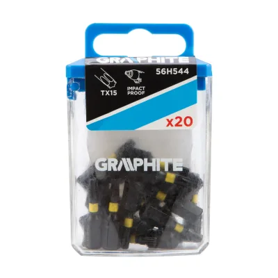 GRAPHITE Torziós ütvecsavarozó bit Torx 15x25mm, 20db csavarhúzók és bitfej