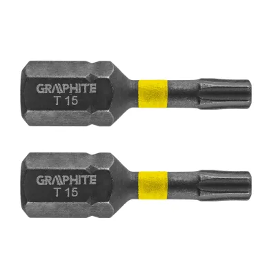 GRAPHITE Torziós ütvecsavarozó bit Torx 15x25mm, 2db csavarhúzók és bitfej