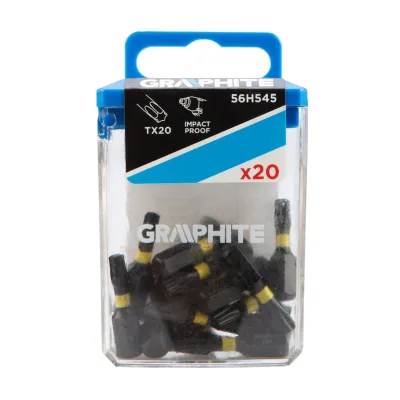 GRAPHITE Torziós ütvecsavarozó bit Torx 20x25mm, 20db csavarhúzók és bitfej