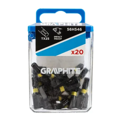GRAPHITE Torziós ütvecsavarozó bit Torx 25x25mm, 20db csavarhúzók és bitfej