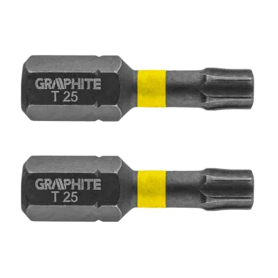 GRAPHITE Torziós ütvecsavarozó bit Torx 25x25mm, 2db csavarhúzók és bitfej