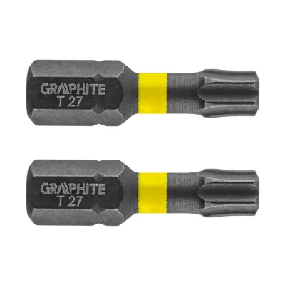 GRAPHITE Torziós ütvecsavarozó bit Torx 27x25mm, 2db csavarhúzók és bitfej