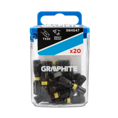 GRAPHITE Torziós ütvecsavarozó bit Torx 30x25mm, 20db csavarhúzók és bitfej