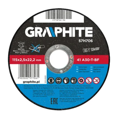GRAPHITE Vágókorong fémhez 115x2.5x22mm, 41 A30-T-BF, min. rendelés: 5db