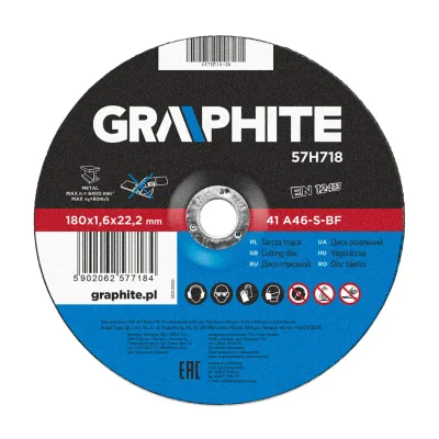 GRAPHITE Vágókorong fémhez 180x1.6x22mm, min. rendelés: 5db