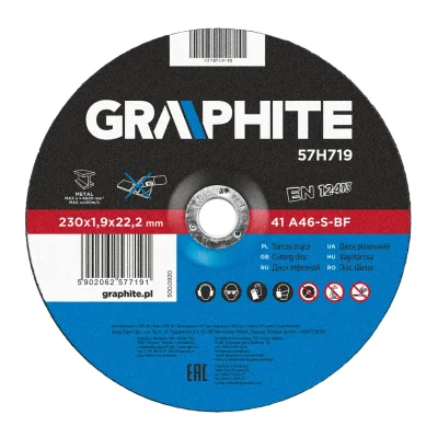 GRAPHITE Vágókorong fémhez 230x1.9x22mm, min. rendelés: 5db