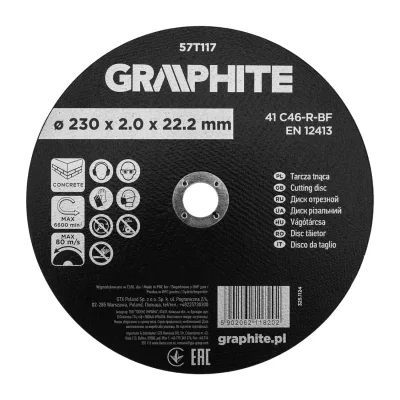 GRAPHITE Vágókorong kőhöz, korund 230x2x22,2 41 C46-R-BF