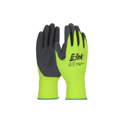 Gtek G-TEK nylon, latex tenyérmártott jól láthatósági munkavédelmi kesztyű