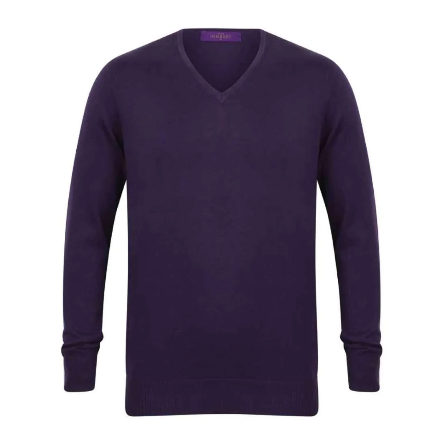 Henbury Férfi 12GG v-nyakú pulóver Lila