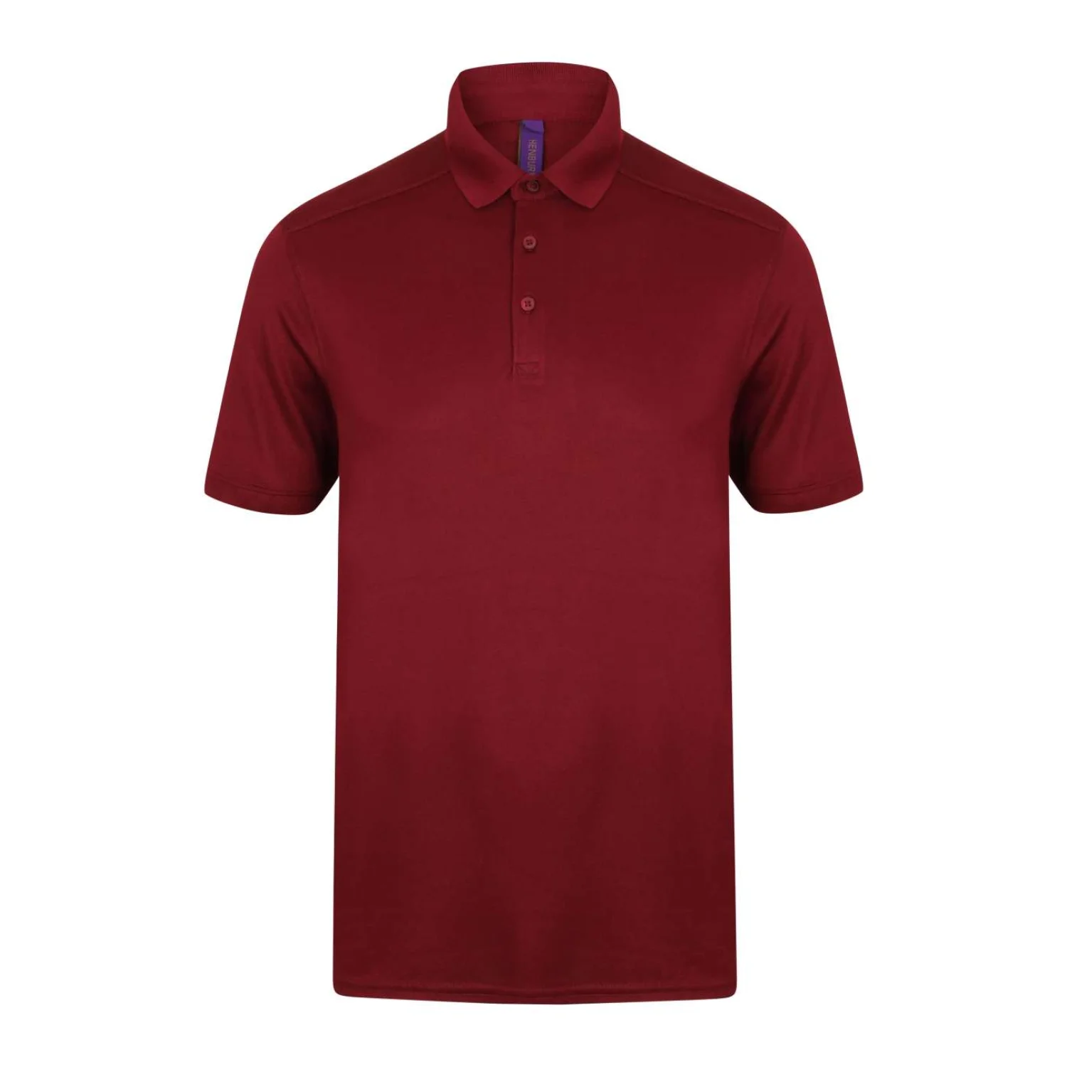 Henbury Férfi slim fit stretch galléros póló Bordó