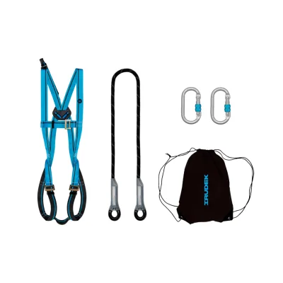 Heveder szett Irudek Dolomitas Light, Light 1 + 981 karabiner + Nexion 150 kötél, kék/fekete, universal teljes testheveder
