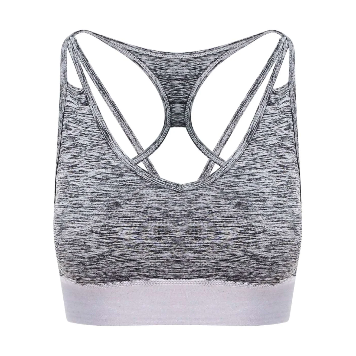 Just Cool Női keresztezett hátú crop top Szürke melírozott