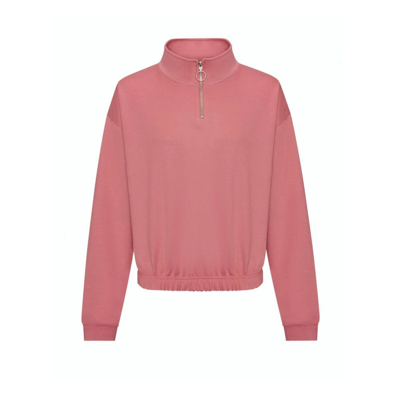 Just Hoods Női rövid fazonú 1/4 cipzáras pulóver pulóverek és kardigán Dusty rose