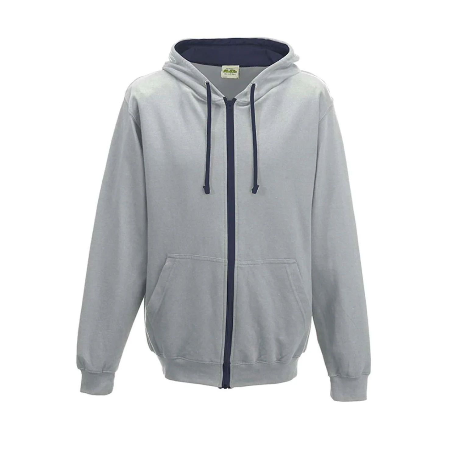 Just Hoods Varsity cipzáras kapucnis pulóver pulóverek és kardigán Melírozott szürke/francia tengerészkék