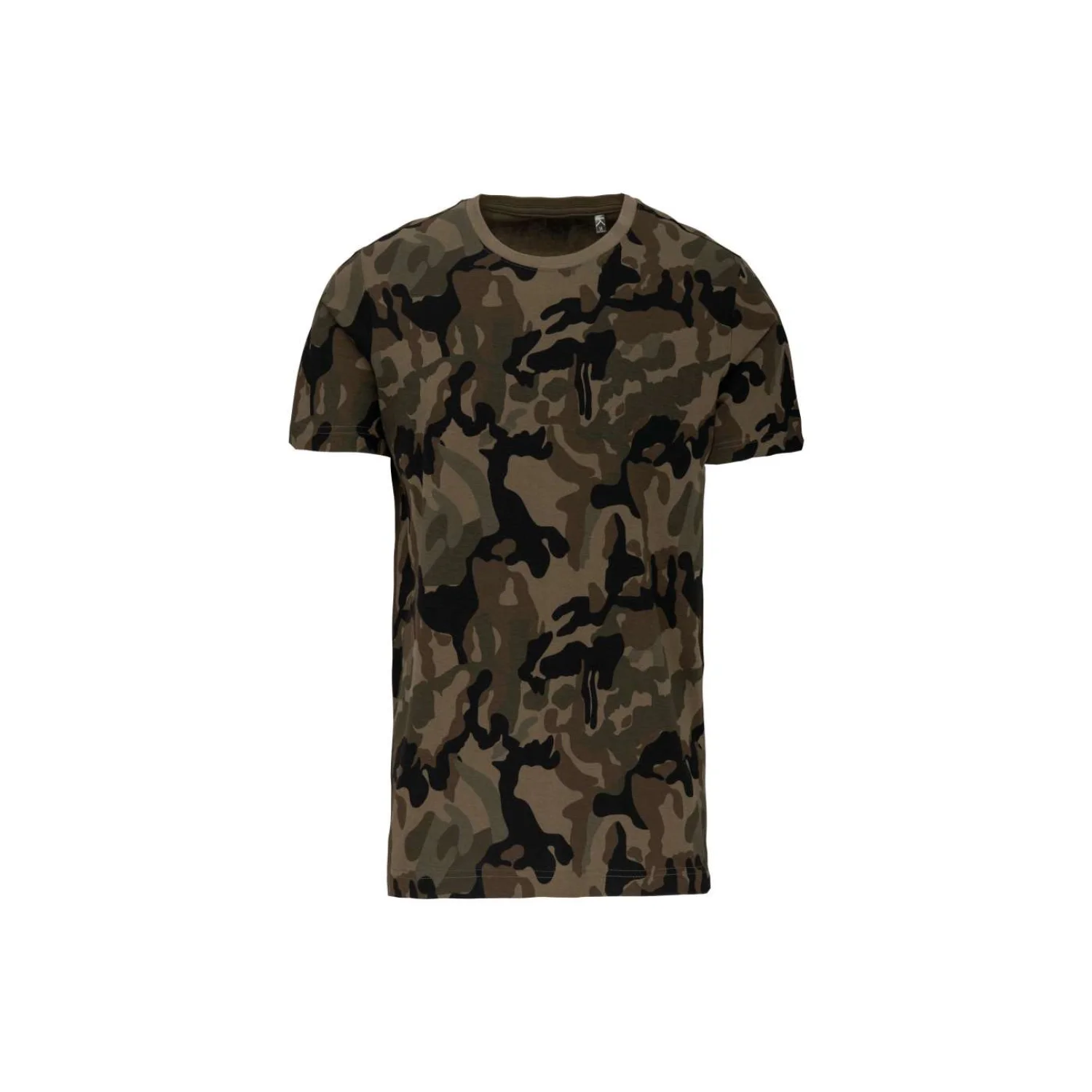 Kariban Férfi rövid ujjú terepmintás póló Olívazöld camouflage