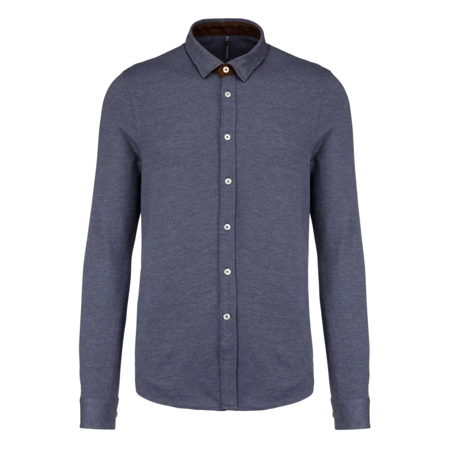 Kariban Hosszú ujjú jacquard ing Jacquard kék
