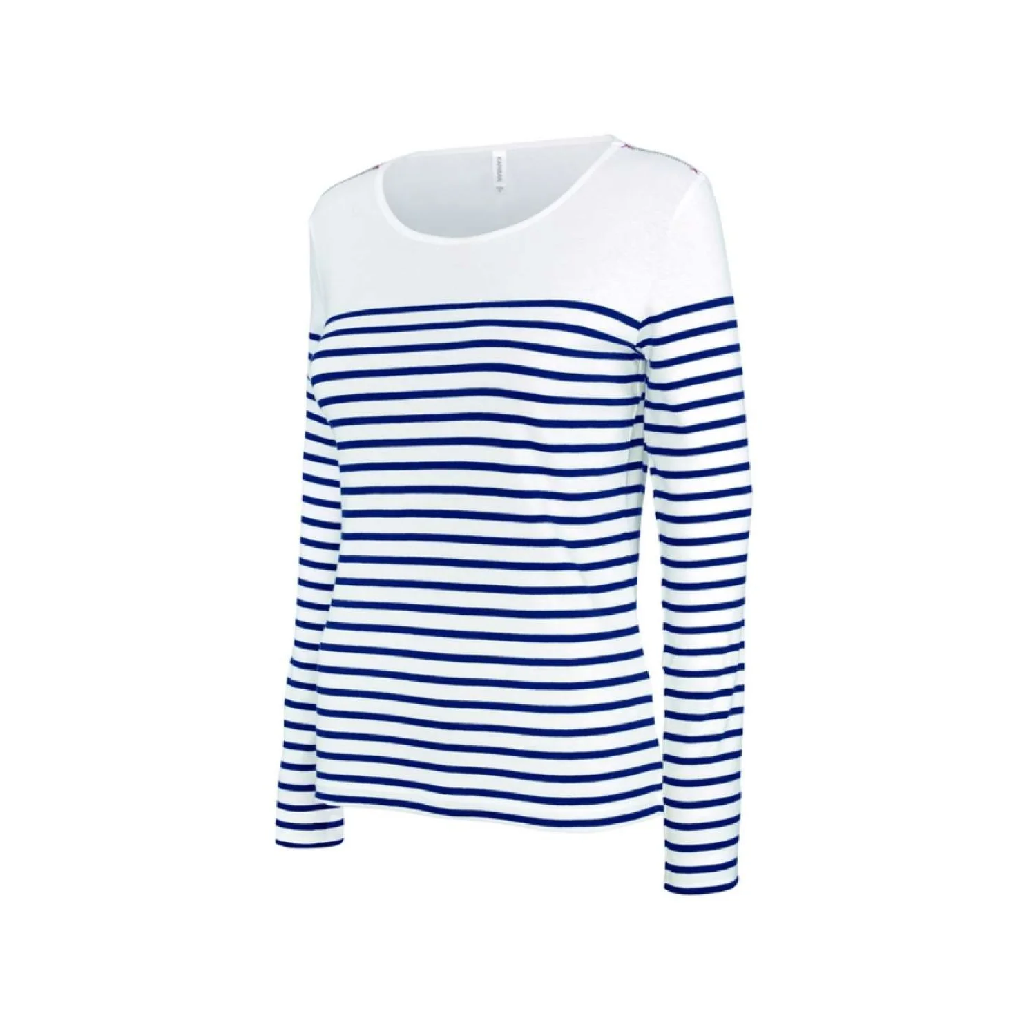 Kariban Női hosszú ujjú breton csíkos felső póló Striped fehér/tengerészkék