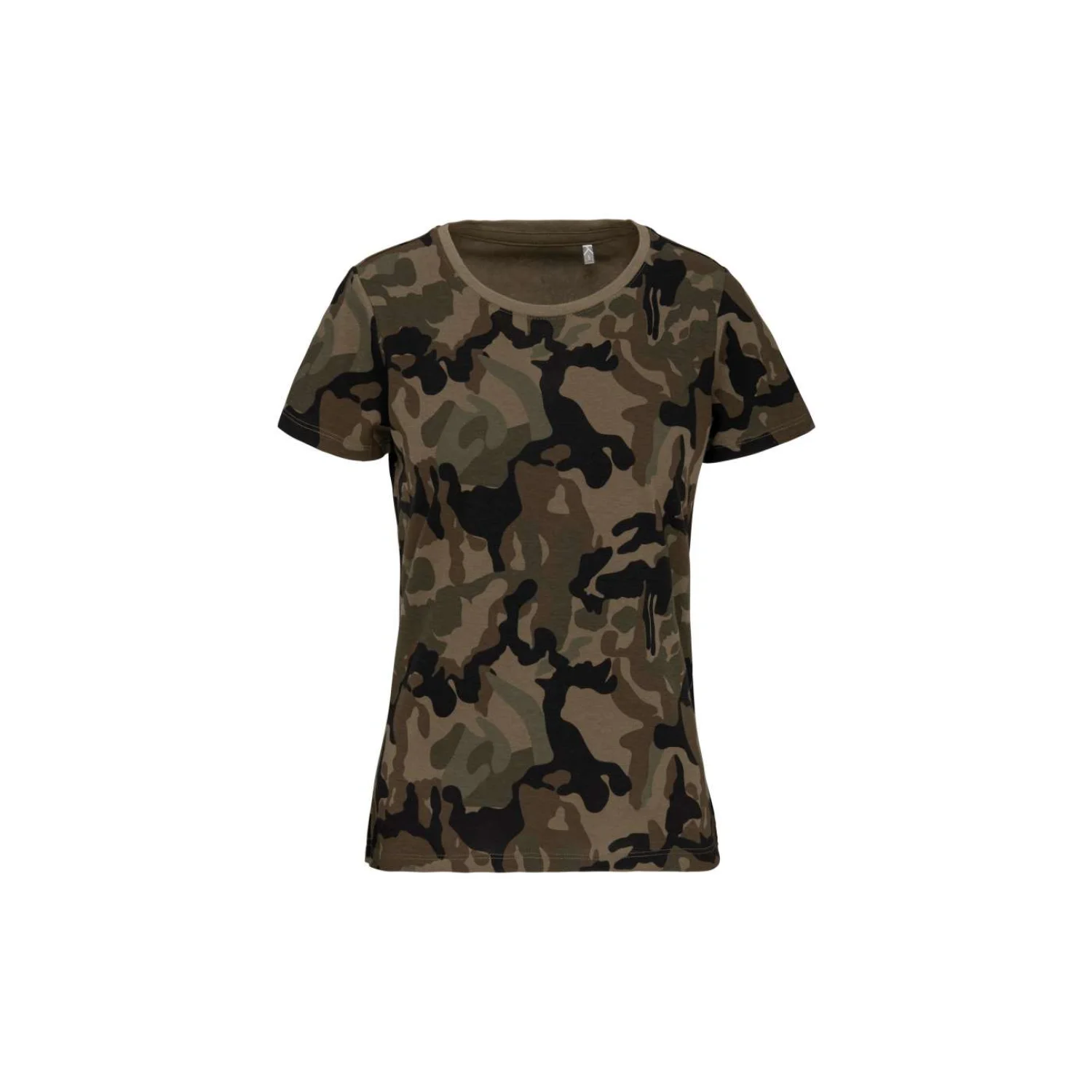 Kariban Női rövid ujjú terepmintás póló Olívazöld camouflage