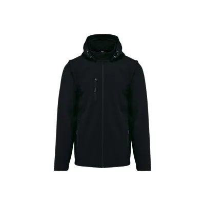 Kariban Uniszex 3 rétegű softshell kapucnis kabát levehető ujjakkal