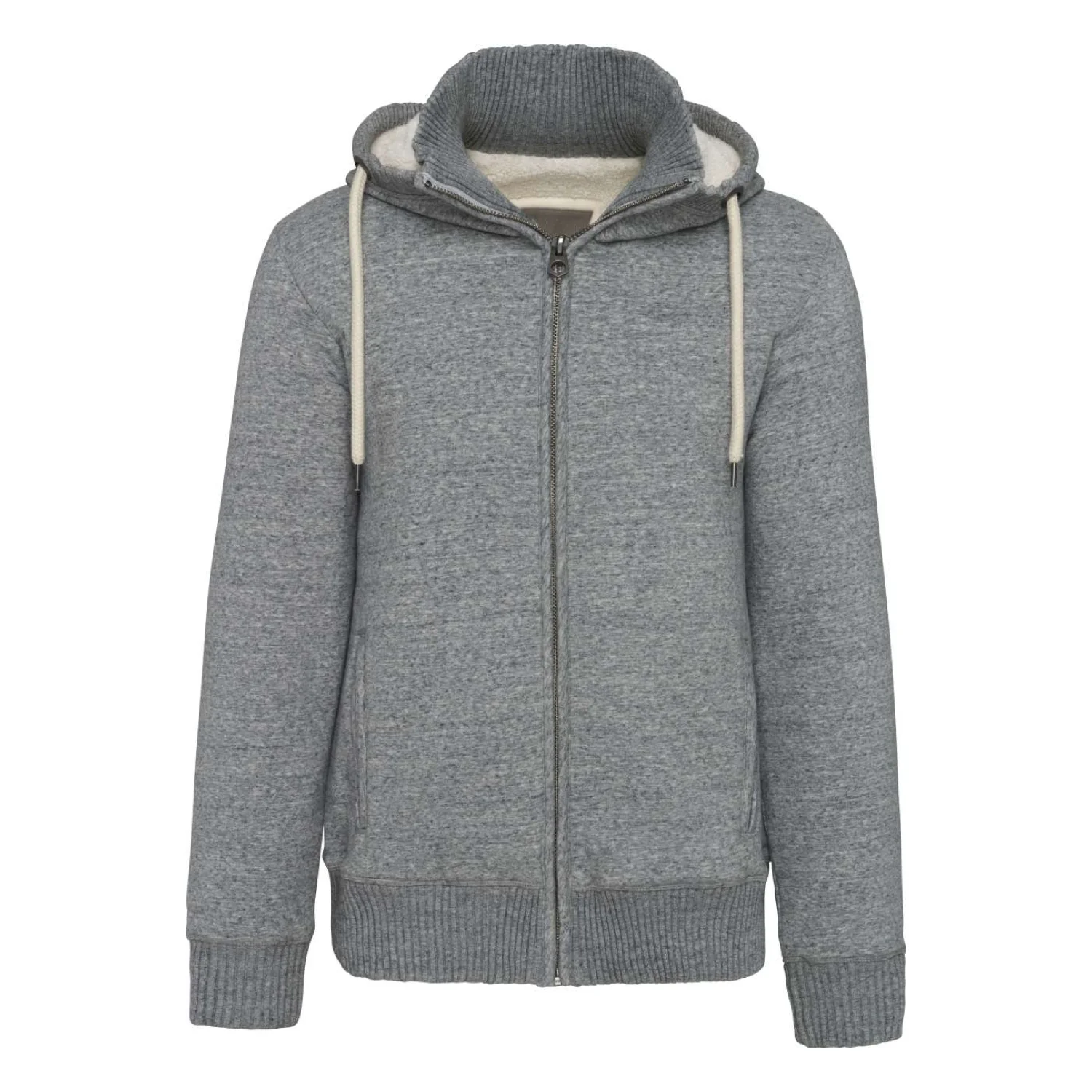 Kariban Vintage sherpa blélésű dzseki pulóverek és kardigán Slub szürke melírozott