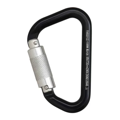 Kratos alumínium karabiner, negyedfordulatos zárral, 21mm nyitótávolsággal rögzítés és tartozék
