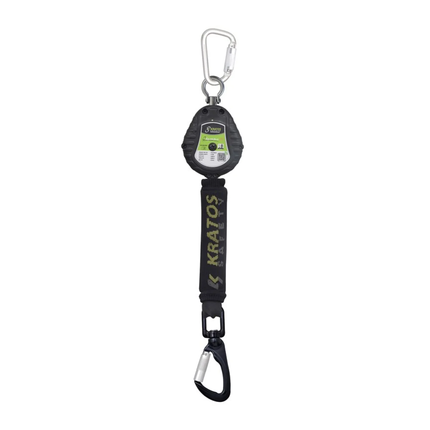 Kratos visszahúzható zuhanásgátló műanyag házban + karabiner - 2m Fekete/sárga