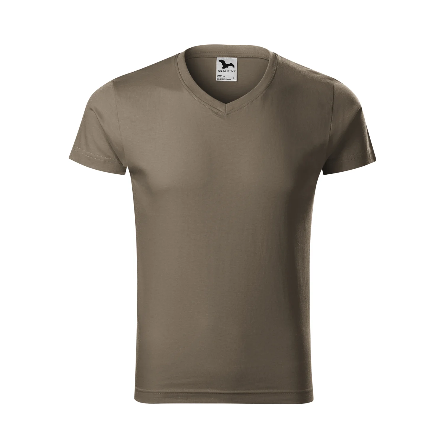 MALFINI Slim Fit V-neck póló Army 29