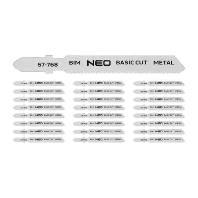 NEO Dekopírfűrészlap, T-befogó, BIM, 21TPI, 50/75mm, fém-fa-műanyag-rétegelt lemez, 25db